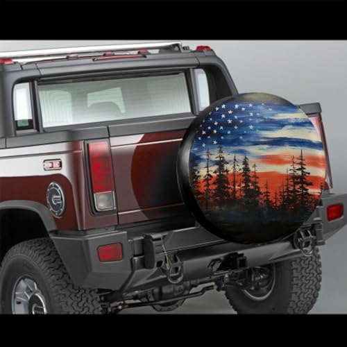 Image of Spare Tire Cover American Flag Waterproof Dust-Proof Universal 17 Inch Wheel Protectors Camper Tire Cover Fit for RV Trailer Truck Jeep SUV Rav4 Motorhome Travel Trailer Accessories