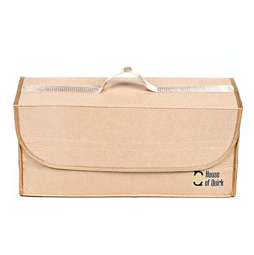 Image of House of Quirk Car Trunk Organizers Large Anti Slip Car Trunk Compartment Boot Storage Organizer Utility Tool Bag (Beige)
