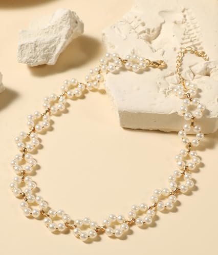 Image of Shining Diva Fashion Stylish Pearl Chain Pendant Choker Necklace for Women and Girls