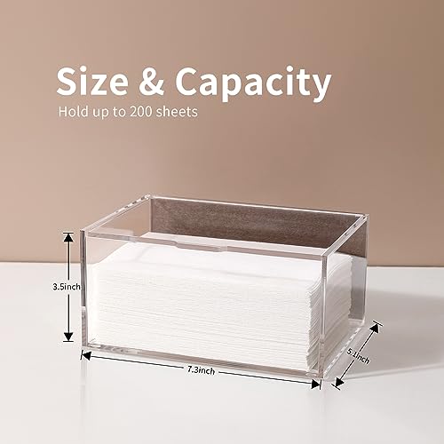 Wanapure Magnetic Acrylic Dryer Sheet Holder with Lid, Clear Dryer Sheet Dispenser, Dryer Sheets Container with Four Anti Slip Pads, Fabric Softener Dispenser for Laundry Room, Laundry Storage Box