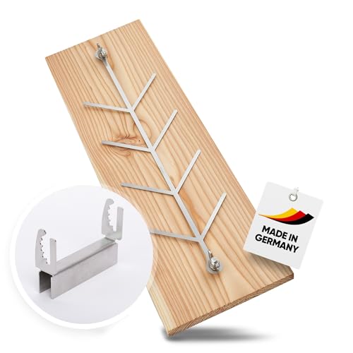 Planche à saumon flambée en mélèze 500 x 175 mm avec support inox