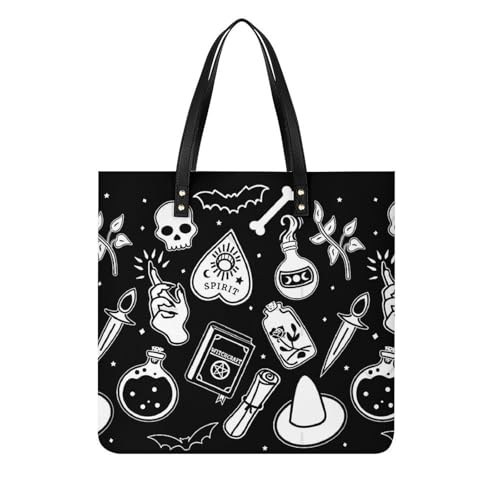 Tote bag sorcière crâne sac à main femmes de voyage grand sac shopper magique