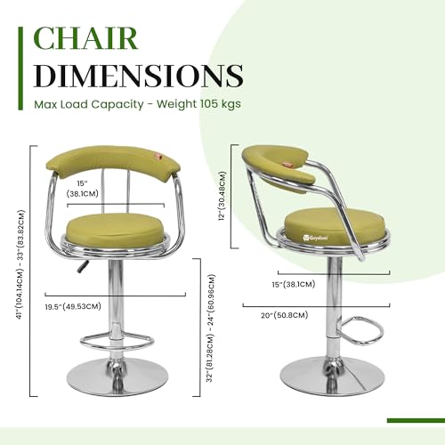 Image of GOYALSON Classic Height Adjustable and Revolving Bar Stool Kitchen Chair (4, Green)
