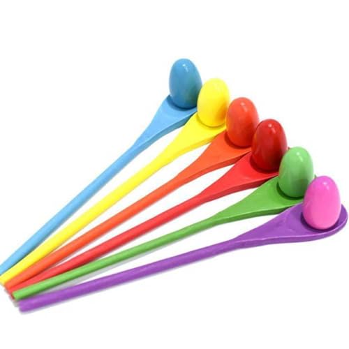 VANZACK Wooden Egg and Spoon Relay Race Game Fun Outdoor Balance Training Tool for Boy Girl and Adults Family Picnics Parties School Activities Random Color