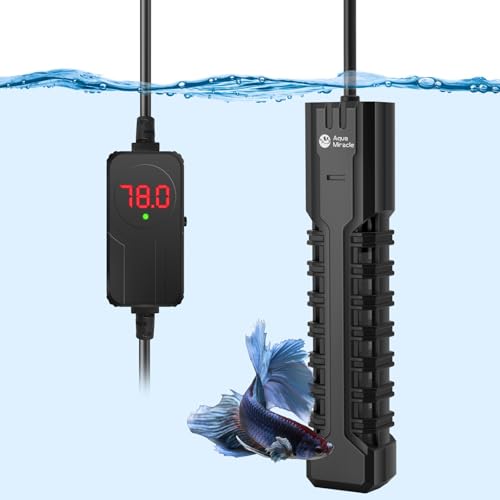 Image of AquaMiracle Aquarium Heater, 200W Submersible Fish Tank Heater with LED Digital Display, Overheat Protection & Auto Power-Off When Out of Water, for Freshwater and Saltwater Fish Tanks (20-40 Gal)