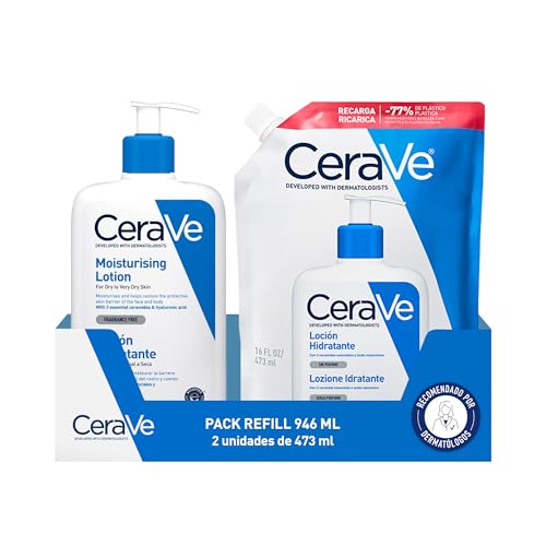 CeraVe Loción Hidratante y Recarga, 946ml — Hidrata el rostro y el cuerpo, refuerza la barrera cutánea y aporta suavidad gracias al ácido hialurónico, las 3 ceramidas esenciales y la tecnología MVE.