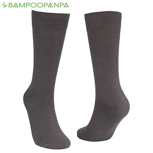 Bampoopanpa 4 Pair Bamboo Business Socks Lightweight Breathable Soft Thin Dress Socks Calf Casual Moisture Wicking Charcoal Grey Size10-13 #TOP4