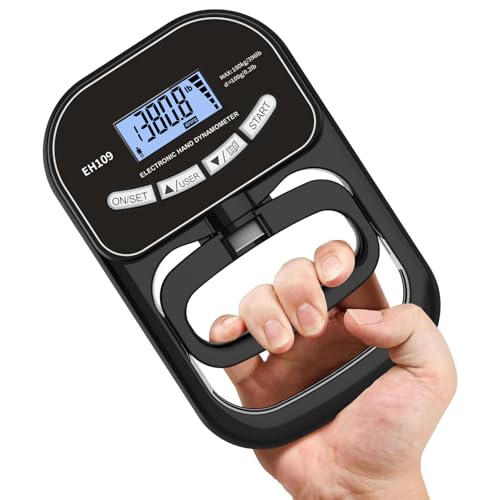 Dinamómetro digital de mano con pantalla LCD para entrenamiento de fuerza de agarre ajustable