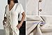 Women's Linen 2 Piece Outfits Summer Short Sleeve V Neck Shirts Dressy Casual Sets Wide Leg Pant Suits Beige