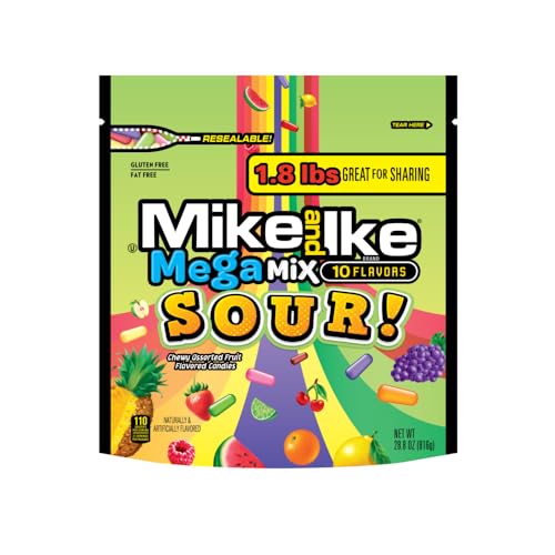 Image of Mega Mix Sour Mike and Ike Candy, 28.8 Ounce Bag (Pack of 1), Chewy Candy, Vending Machine Candy, Gummy Candy Mix, Sour Candy