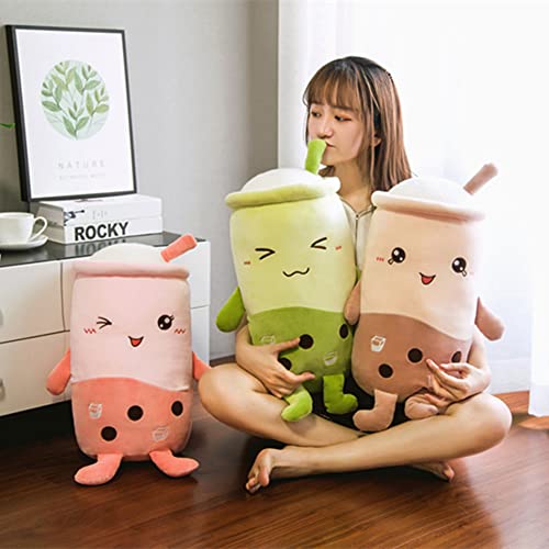 Uposao 50CM Bubble Tea Plüschtier, Plüsch Kissen Milchtee Softpuppe Teetasse Kissen Gefüllte Umarmungskissen Kuscheltiere Schlafkissen Plüschpuppen Kinderspielzeug Geburtstagsgeschenk,Grün