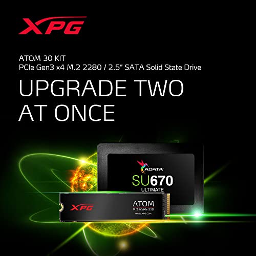 Xpg Atom 30 1Tb Pcie + 250Gb Sata 2.5" Ssd Kit - M.2 2280 Pcie Gen3 X4 + 2.5” Internal Ssd Pc Upgrade Bundle Kit (Aato-30Kit-250G1Tci) #TOP1