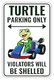Venicor Turtle Parking Sign Decor - 9 x 14 Inches - Aluminum - Turtle Gifts for Turtle Lovers Women - Pet Turtle Tank Accessories Habitat Decorations Poster
