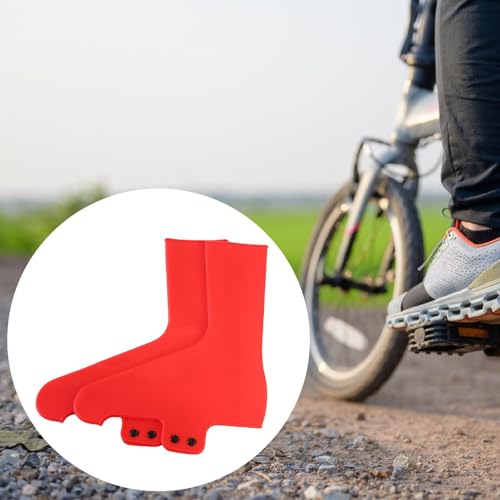 predolo 2 Pieces Shoe Covers Waterproof Windproof Silicone Overshoes Anti Slip Protector Suitable for Outdoor Riding Travel Commuting, Rojo M miniatura 5