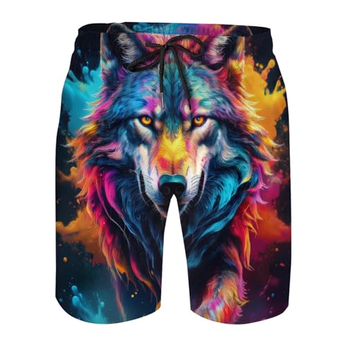 lFTEGUFKXS Tiger Wolf Short de plage hawaïen pour homme Coupe droite Pour l'été, S1., XXL grande taille taille courte