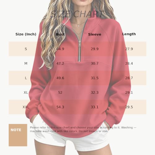 Fleece Quarter Zip Women Sweatshirts Drop Shoulder Mock Neck Fall Pullover - image 4