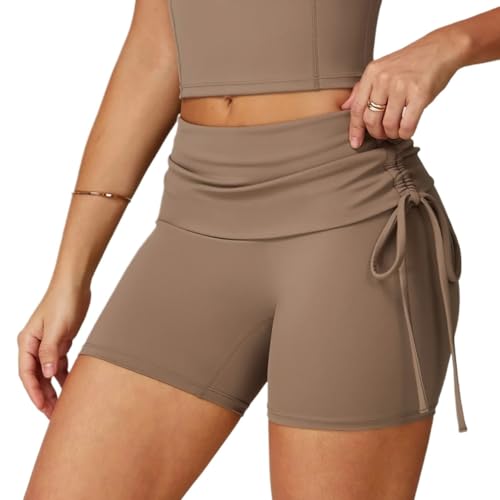 Short de yoga taille haute anti-roulement pour course à pied et gym