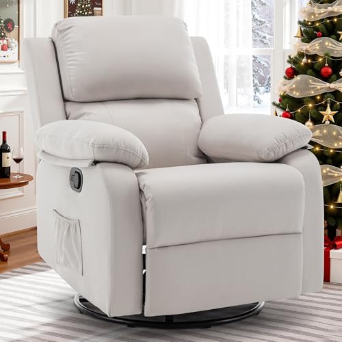 Korser Recliner Chair, 360 Swivel Rocker Chair for Adults, Small Rocking Recliner Chair for Small Spaces