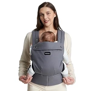 Momcozy Draagzak – Ergonomisch, Comfortabel en Licht, Geschikt voor Baby’s van 3 tot 20 kg, Makkelijk aan te Trekken, Ideaal voor Handsfree Ouderschap, Grijs