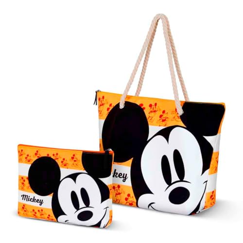 PracticDomus Pack de Bolsa de Playa y Neceser a Juego con Cremalleras. Amplia y Espaciosa (Orange)