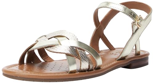 Geox Girls' D Sozy S B Flat Sandal, Gold, 4