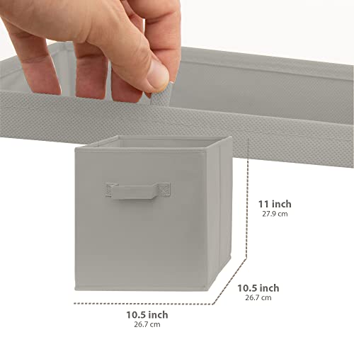 Pomatree Storage Cubes - 11 Inch Cube Storage Bins (9 Pack) | Foldable Cubby Organizer Bin For Closet, Clothes And Toys | 2 Reinforced Handles | Fabric Basket Bin (Grey) #TOP2