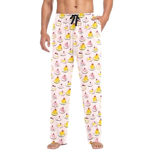 Mens Cotton Pajama Pants Sleep Lounge Pj Bottoms Sleepwear with Pockets Drawstring S Cutting The Cake
