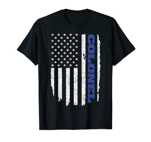 Policía Coronel Thin Blue Line Bandera de Estados Unidos Camiseta