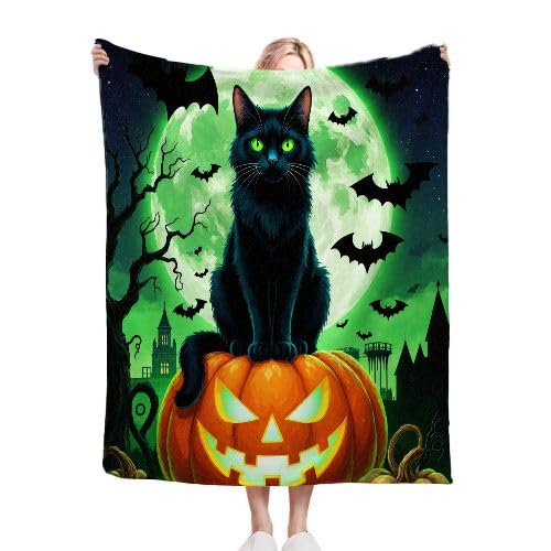 Couverture polaire 220x240 chat noir pour vos soirées cocooning au salon
