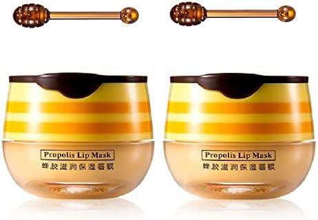 WFWJ 2PCS Bee Balm Lip Balm Honey Pot,Honey Propolis Lip Mask Moisturizing Moisture Nourishing Dry & Chapped Lips,Lip Exfoliating Bee Balm