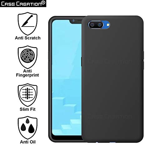 Image of Case Creation Luxurious OG Series for RealmeC1 Case Cover,Anti-Dirty Slim Case Frosted Matte Cute Candy TPU Raised Bezel (Splash of Color) Back Cover for Realme C1 -Black