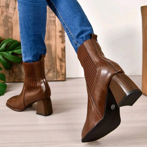 Bottines d'hiver à talon haut et bout carré pour un style décontracté chic - 7