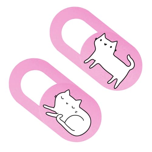 Vaguelly 2 Fundas Deslizantes para Cámara Web Diseño Ultra Delgado de Abs en Color Rosa Forma de Gato para Tablet y Ordenador de Sobremesa
