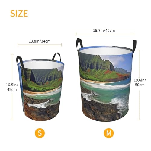 Panier à linge imperméable pliable avec motif bord de mer