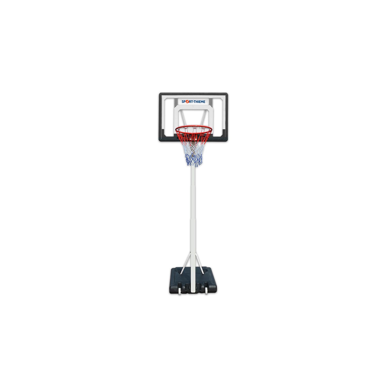 Sport-Thieme Basketballanlage Utah | Mobile Outdoor-Anlage | Mit 5-stufiger Höhenverstellung | Wasserbefüllbarer Standfuß | Schwarz | 18 kg | PVC-Brett 82x58 cm