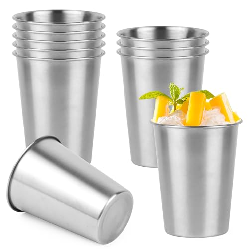 WENLISELL 10 Pcs Stainless Steel Cup 350ml Reusable Metal Drinking Cups Stacked Stainless Steel Cup for Hiking Camping Indoor Outdoor Activities