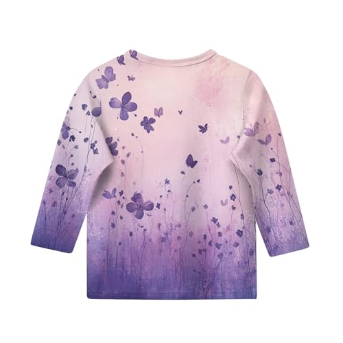 Baby Girl Clothes 3/4 Sleeve Round Neck Shirts Floral Print Pullover Blouses Summer Cute Three Quarter Length Tops2