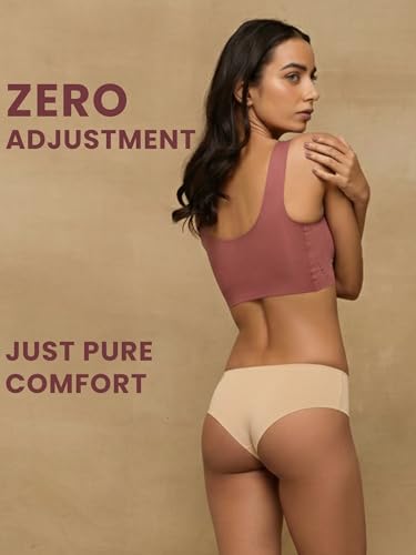 Image of Krvvy Women Seamless Mid-Rise Thong Underwear- Ultrasoft, Breathable, Lightweight & Invisible Underwear with 100% Cotton Gusset Panty