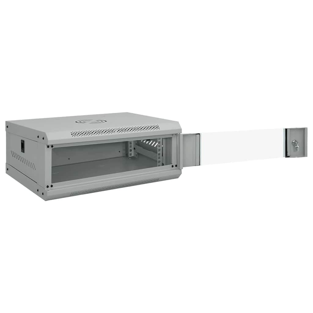 Armadio da parete per tecnologia di rete 53 x 45 x 21 cm, armadio server da parete in acciaio con anta in vetro di sicurezza, grigio