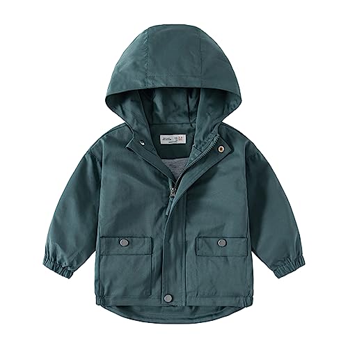 Image of Volunboy Toddler Boys Windbreaker Casual Outerwear Kids Lightweight Zip Hooded Jacket Baby Cute Dust Coat