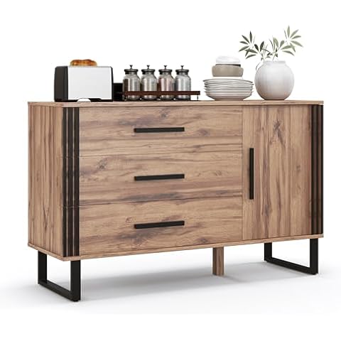 TANGZON Wooden Sideboard with Adjustable Shelf Cover