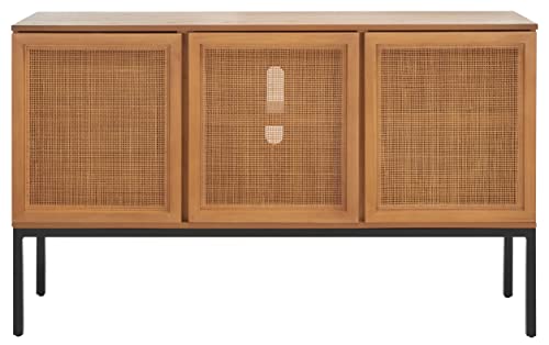 Safavieh Home Collection Zadie Coastal Natural/Black Rattan 3-Door Storage Sideboard #TOP3