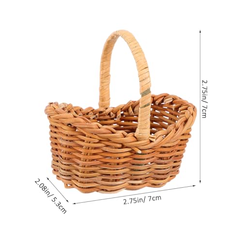 Image of UKCOCO 2 Pcs Mini Woven Basket with Handles Small Handheld Flower Basket for Wedding Favors Rustic Table Decor Candy and Mini Flower Storage 2.75 X 2.75 X 2.08 Inch