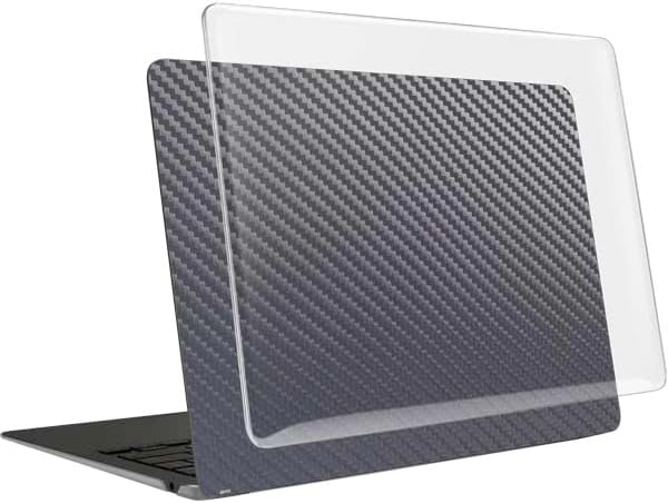 Skinit Laptop Case Plus Skin Compatible with MacBook Air 13in (2020) - Silver Carbon Fiber Specialty Texture Material Design