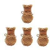 Hohopeti ペット用スノーブーツ 4足セット 犬用冬用ブーツ 滑り止めソール付き 足保護シューズ 屋外散歩用 寒冷地対応 ブラウン Sサイズ スタ