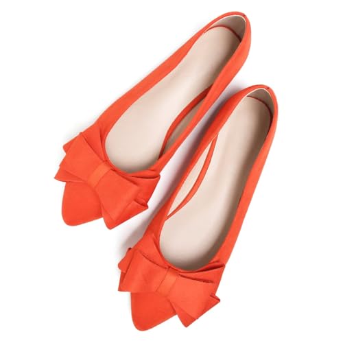 Image of WENJIAZHIZHI Square Toe Bow Ballet Slip-On | Classic Suede Finish,Chic Bow Detail,Effortless Everyday Style,Wedding Party Office,Plus Size Available