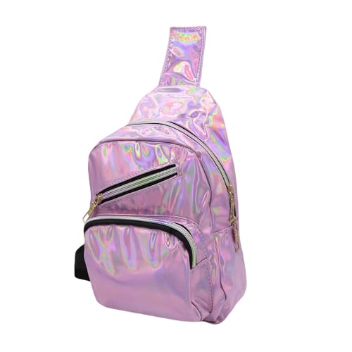 Laser Chest Bag for Women Men Holographic Sling Bag Unisex Colorful Sport Daypack Leather Shiny Crossbody Bag Shoulder Bag