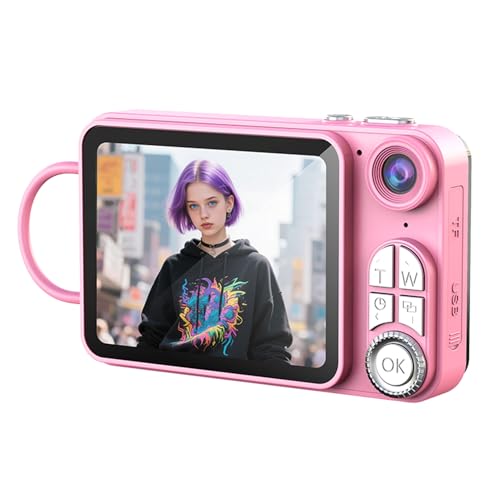 Appareil photo numérique 4K rose pour selfies réussis et vlogs de voyage en famille
