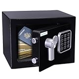 SereneLife Cofre digital SAFEPremium Steel – 23 cm x 17 cm x 17 cm | Armazenamento seguro para dinheiro, armas de fogo e joias | Ótimo para hotéis, armários e uso doméstico | Acesso eletrônico e