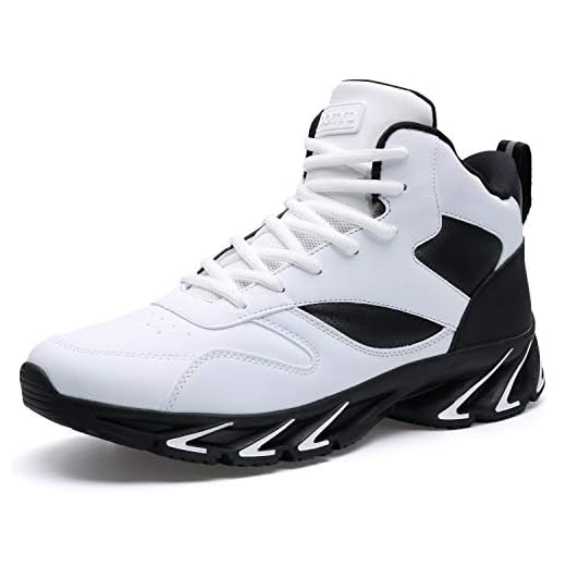 Joomra Mens Basketball Shoes for Walking Winter Ankle Boots Jogging Travel Lace Mid High Top Athletic Tennis Sneakers White Size 13